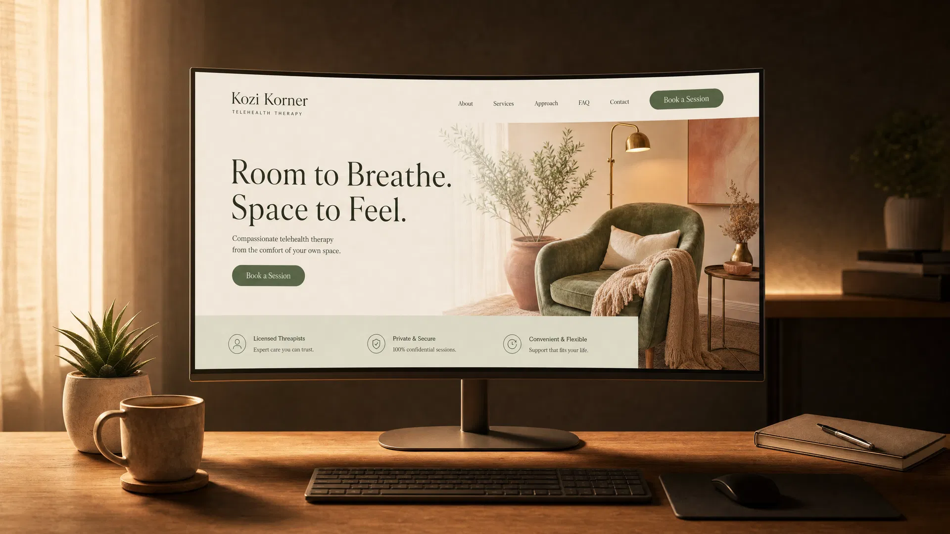 Kozi Korner Therapy website by Skald Studio